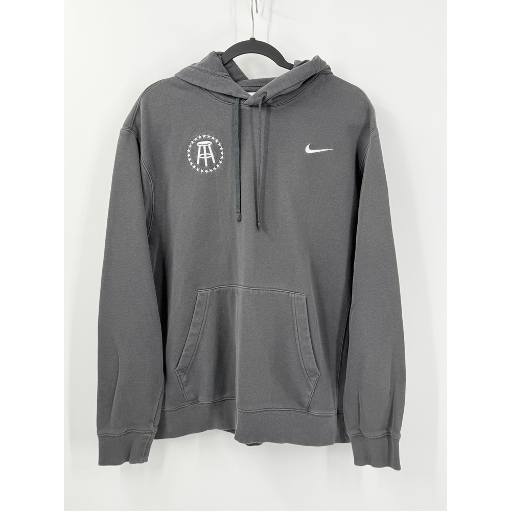 Nike Barstool Sports Hoodie Mens sz L Gray Pullover Swoosh Logo READ